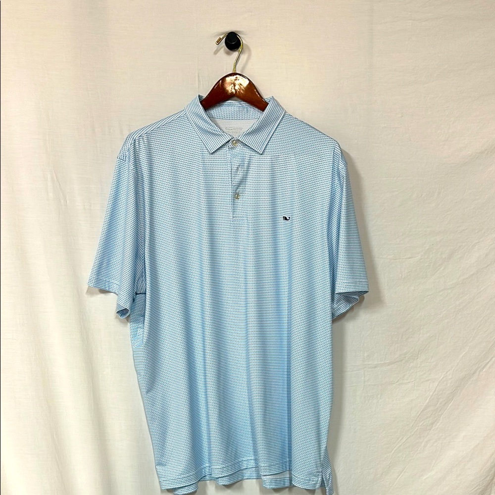 Men's Vineyard Vines Sankaty light blue wave polo
